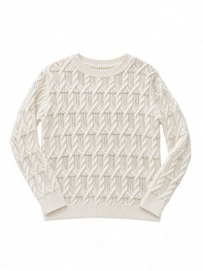F21 Cream Cable Knit Sweater | Size Medium